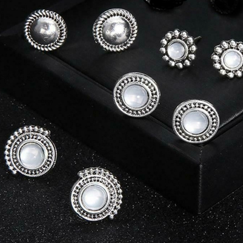 Silvertone BOHO Studs Set - Picture 2 of 4